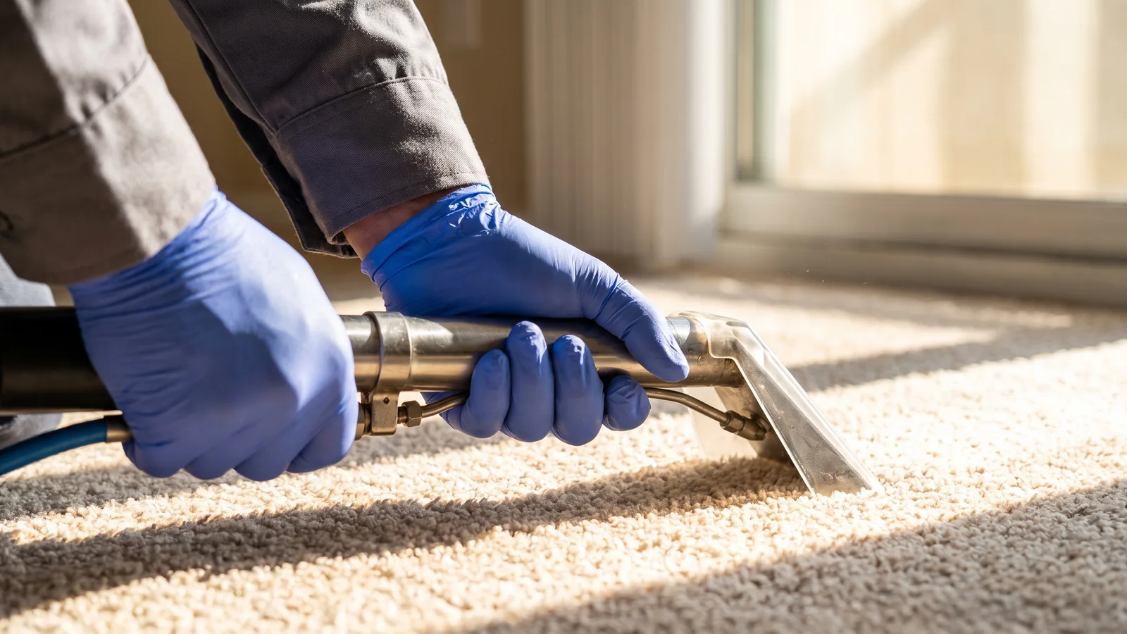 A carpet cleaning wand at work in a Huntington Beach, CA home